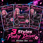 Pinky Driver Stardust Holo sticker set bundle view