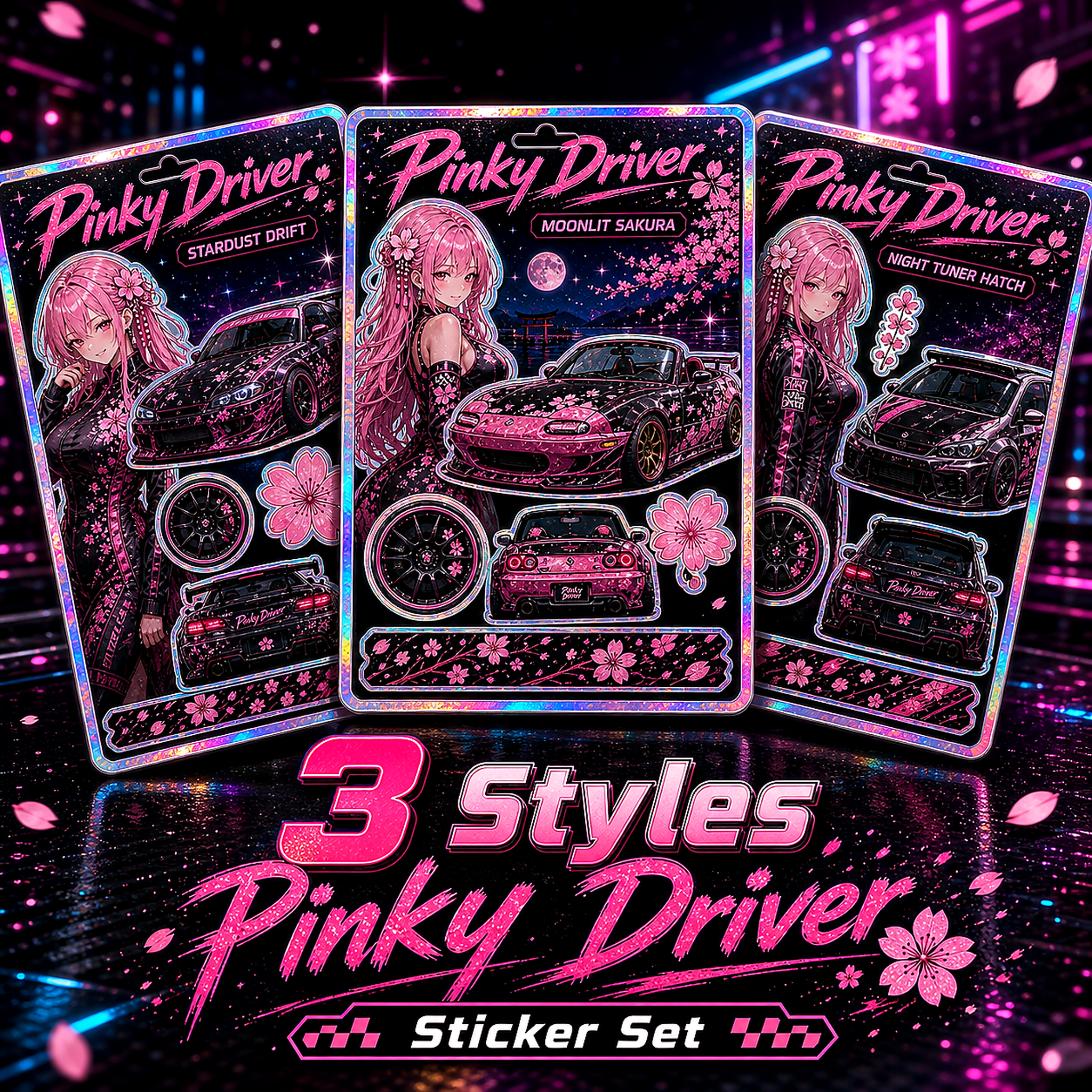 Pinky Driver Stardust Holo sticker set bundle view