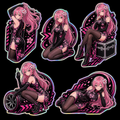 Pinky Driver Sakura Qipao Pose Sticker Set complete five-pose sticker sheet