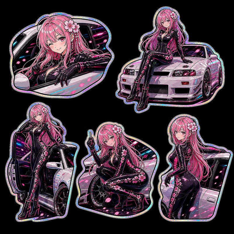 Pinky Driver Sakura Racing Suit Sticker Set complete five-pose sticker sheet
